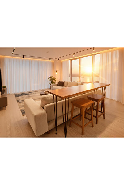 Modüler Ekipman Ahşap Masif Bar Masası - Oturma Odası & Mutfak Bar Masası