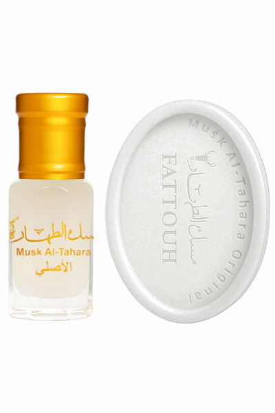 MUSK AL TAHARA صابون الجسم بالمسك الأبيض + 6 مل مسك أبيض