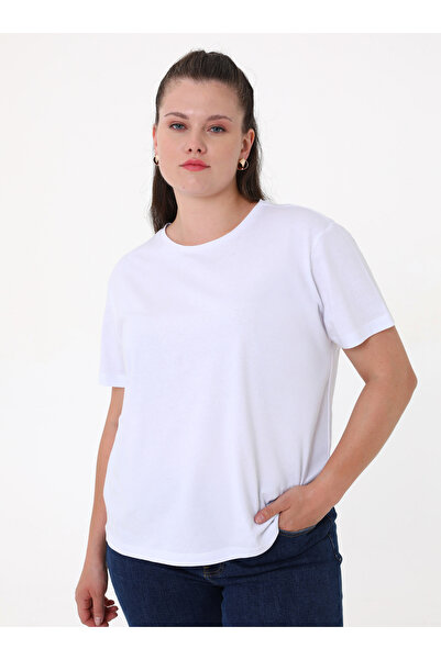 ALİA T-Shirt Crew Neck Plus Size - Λευκό - Alia