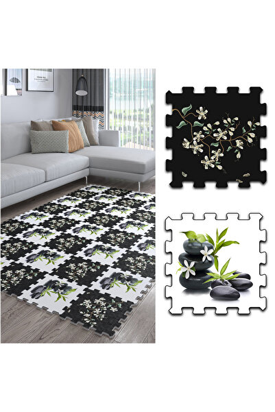 DECOZEYN Çiçek Baskılı Kadife Halı,Puzzle Halı,Yapboz Oyun Halısı Balkon Halı...