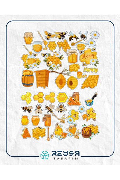 Reysa Tasarım مجموعة ملصقات عسل النحل مكونة من 15 قطعة للهاتف والكمبيوتر اللو...