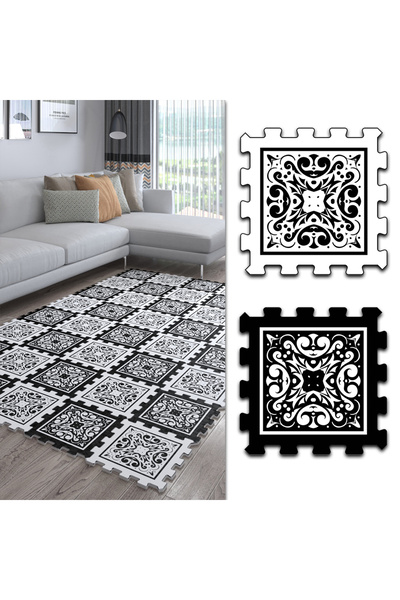 DECOZEYN Osmanlı Motifli Dekoratif Halı,Puzzle Halı,Yumuşak Halı,Japon Halı M...