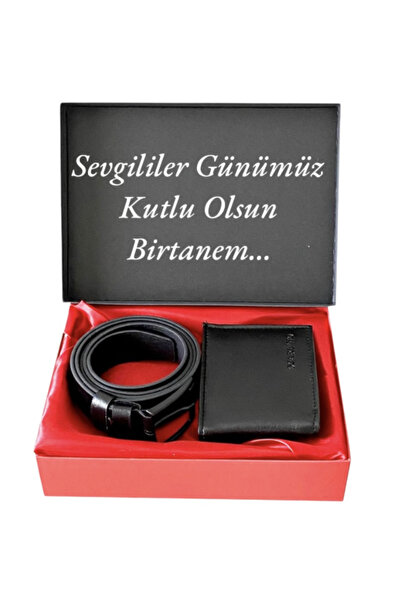 Carlino Belt Wallet Black Men's Gift Set