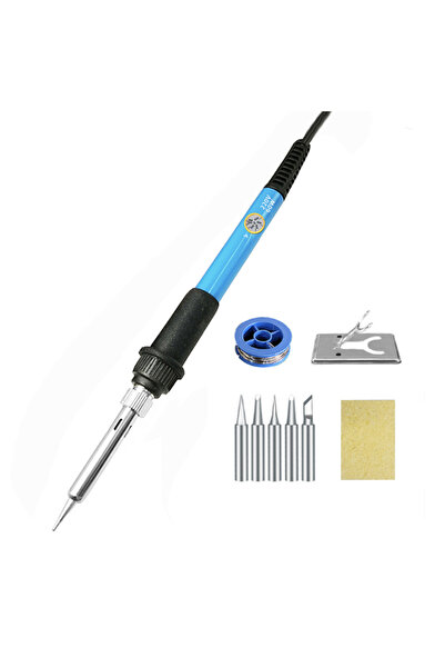 Choice5 مكواة لحام كهربائية محمولة بقوة 60 واط، لون أزرق، قابلة لتعديل درجة ا...