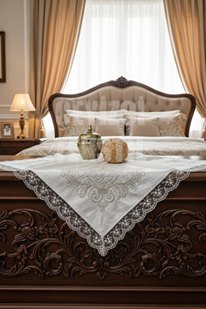 Çt Çeyizci Tekstil Çeyizlik Bohça, Saten Bohça Dantelli Nişan Bohçası - Krem ...