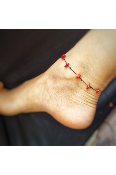 Wild Bracelets Anklet with semi-precious stones, coral