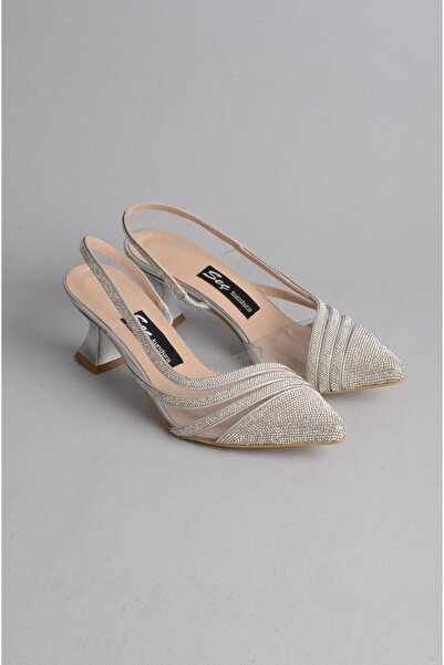 SEÇ KUNDURA Pantofi de damă cu toc argintiu SEÇ 598 - 7 cm înălțime toc