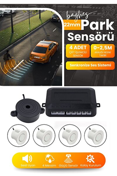 Baghes Sesli Araç Park Sensörü – 22 mm Beyaz Göz, Bip Ses Uyarı