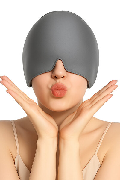 SEVENHILLSTURKEY Migren ve Baş Ağrısı Giderici Başlığı, Sıcak Ve Soğuk Kompres Şapkası, Buz Paketi Bandajı(GRİ)