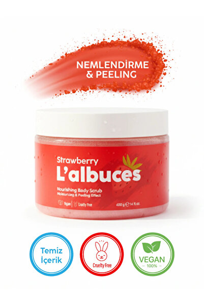 L'albuces Strawberry Body Scrub 400gr – Vegan, Temiz İçerikli, Çilek Kokulu P...