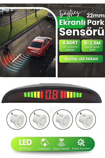 Baghes Dijital Ekranlı Sesli Araç Park Sensörü – 22 mm Beyaz Göz, Sesli Uyarı