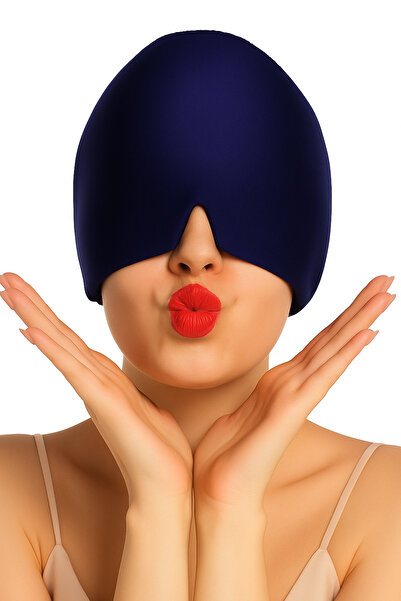 SEVENHILLSTURKEY Migren ve Baş Ağrısı Giderici Başlığı, Sıcak Ve Soğuk Kompres Şapkası, Buz Paketi Bandajı(MAVİ)