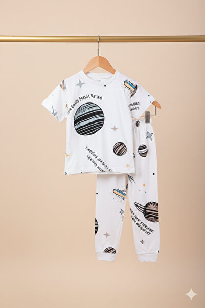 Nimini Kids Set de pijamale pentru băieți cu tematică Space Planet (3-8 ani)