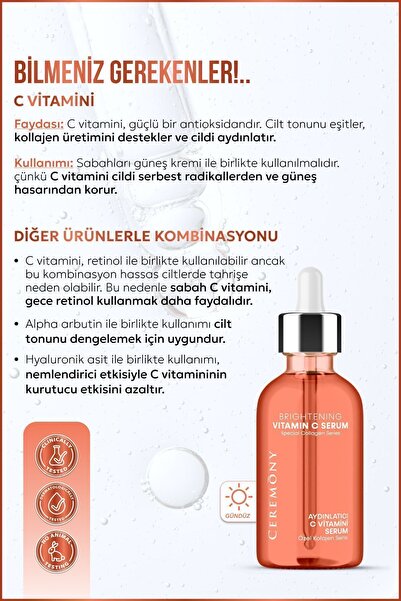 Ceremony C Vitamini Serum 30 ml | Leke Karşıtı Aydınlatıcı Canlandırıcı Cilt Bakımı