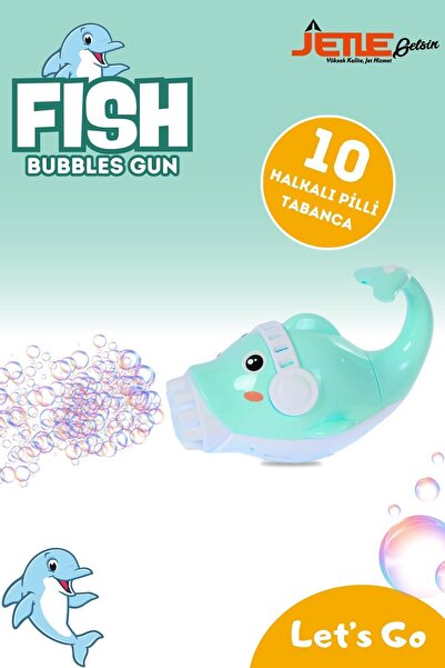 hak-iş oyuncak Fish Çok Delikli Pilli Köpük Atan Tabanca Oyuncağı Bubble Gun Mavi