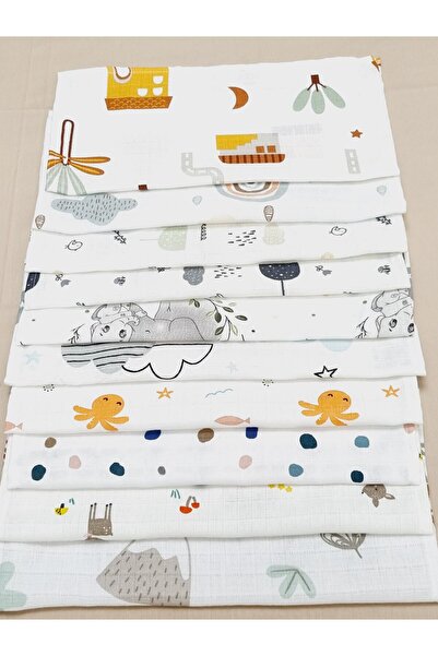 Yada Baby 10 Pieces Muslin Mouth Wipes Drool Cloth - Sweat Cloth (30 x 30 cm)