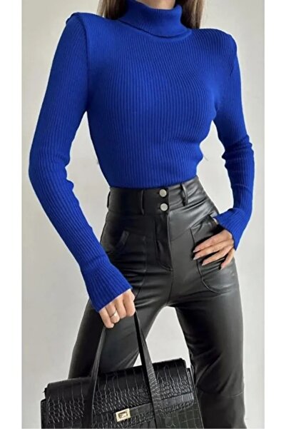 Cloudy Kids Pulover de damă din tricot cu gât cu nervuri