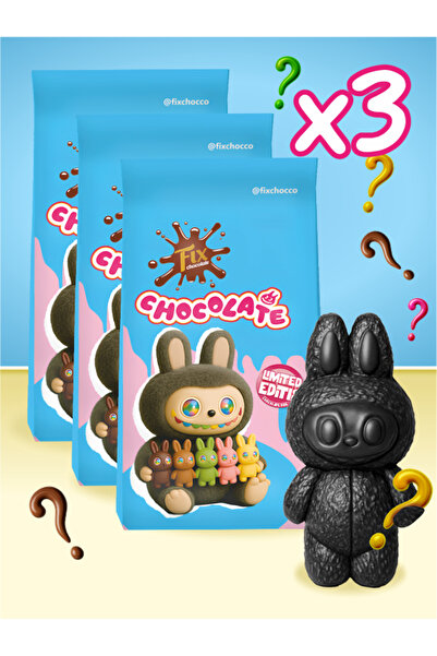 Fix 3 Adet Orijinal Labubu Çikolata Tavşan Figürlü Dolgulu Sürpriz Tat Çikola...