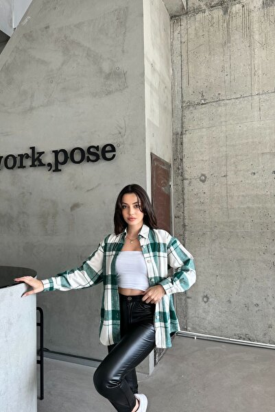 XRAY JEANS Γυναικείο πουκάμισο με καρό μοτίβο με κουμπί μπροστά πράσινο ξυλοκόπο