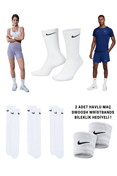 Nike 3 ζεύγη Unisex καθημερινές αθλητικές κάλτσες προπόνησης για τρέξιμο - Βαμβακερό μαξιλάρι, Dri-Fit SX7664-010
