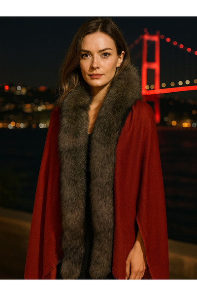 fiore fashion Șal subțire din modal Fux - Cu detalii din blană