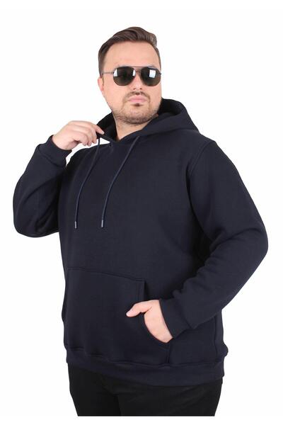 MocGrande Large Size Men's Basic Sweat Hoodie 11700 Navy Blue