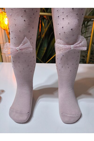 Ekinoks Baby Girl Children's Pantyhose Cotton Stoned Bowknot Scented Dusty Rose