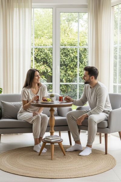 Evnalia Dekoratif Fiskos Ahşap Torna Ceviz Cilalı Ayak Mdf Yan Sehpa Çiçeklik...