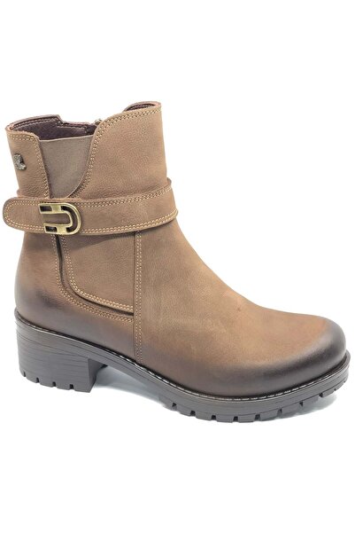 Venüs Dpoons Γνήσιο Δερμάτινο Αντιολισθητικό Σόλα Ορθοπεδικές Γυναικείες Μπότες VİZON