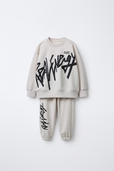 Magu Σετ φούτερ και παντελόνι για αγόρια με βαμβακερή στάμπα γκράφιτι