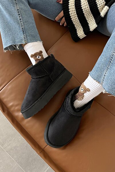 STRASWANS Salvador Жіночі пухнасті черевики на товстій підошві з замші, чорні