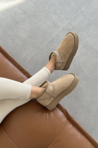 STRASWANS Salvador Women's Furry Thick Sole Suede Ankle Boots Mink