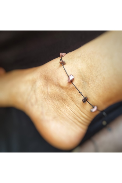 Wild Bracelets Anklet with semi-precious stones, rhodonite