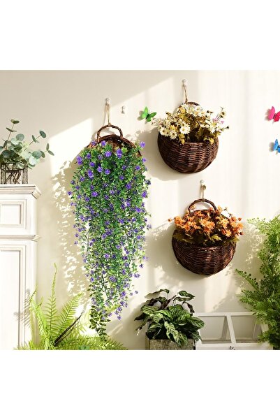 UV Asma Tipi Askı Tipi Mor Yapay Simüle Çiçek Sarkıt Üçlü Dekoratif Ev Paketi