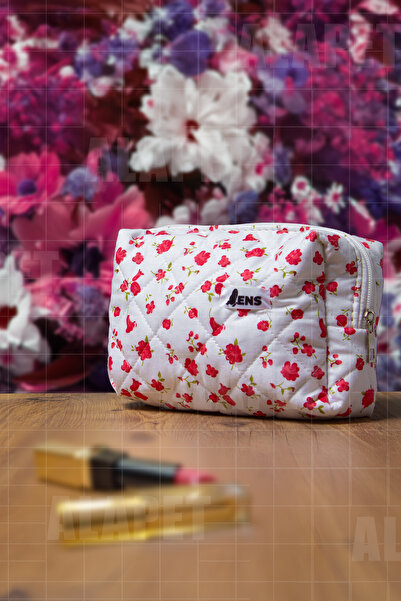 ENS PLASTİK Tulip Patterned Large Size Makeup Bag - Quilted, Ultra Soft