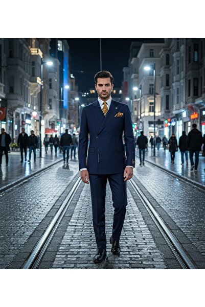 ilayda emir Special Design Zippered Dark Blue Suit