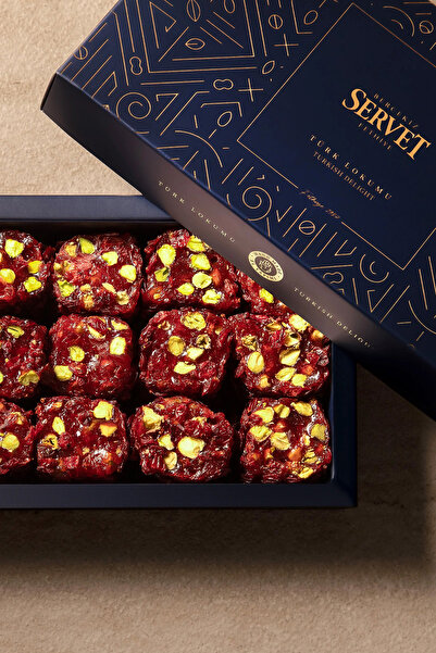 BERCEKIZ SERVET ŞEKERLEME Şeker İlavesiz Narlı Antep Fıstıklı Zereşkli Lokum 500 gr