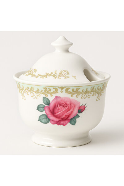 Roy Kirkham Vintage Rose Porselen Şekerlik Fine Bone China 2012 England 9x9x1...