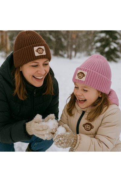 byebruketenci Brown Beret Wool Luxury Monkey Punch Detailed Beret Unisex Christmas Gift