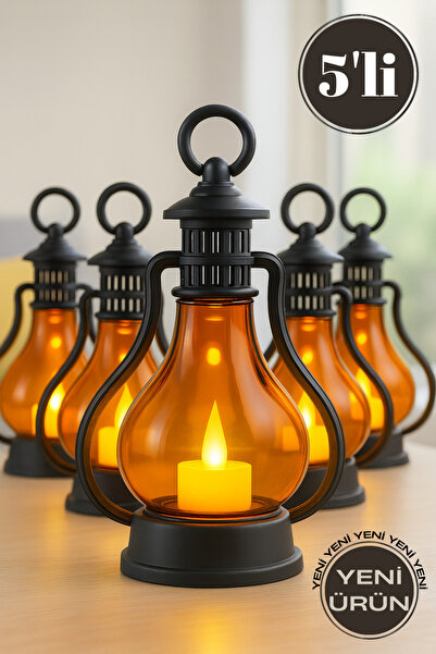 Soft Kare 5'li LED Mum Gaz Lambası Tipi-Retro Vintage Pilli - Dumansız Alev E...