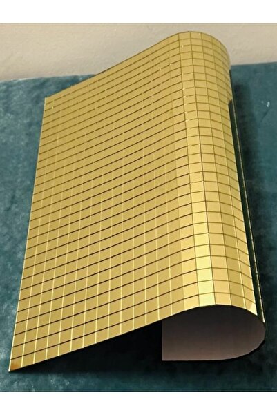 Online Home Market Sticlă pătrată 5mmx5mm Autocolante pentru plăci de mozaic de culoare aurie, lucrate manual, autoadezive, cu efect de oglindă