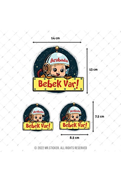 Bay Etiket Bob18 Astronot Temalı Arabada Bebek Var Etiketi Arabalara Özel Nan...