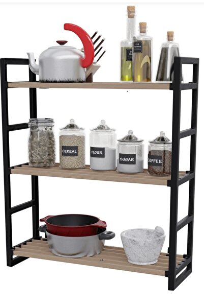 ciciki hediyelik 3 Katlı Süper Kalite Siyah Ahşap Çok Amaçlı Dolap