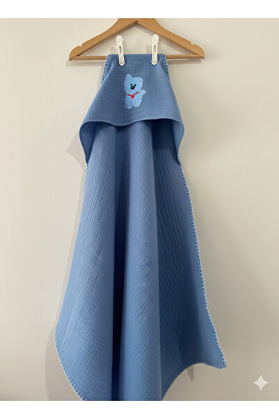 colortouch 4 KAT MÜSLİN BORNOZ PLAJ HAVLUSU İNDİGO