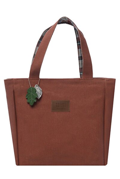 Sofist İstanbul Brick Color Pera Waxed Canvas Tote Bag Waxed Canvas Adjustable Strap Women's Shoulder Bag
