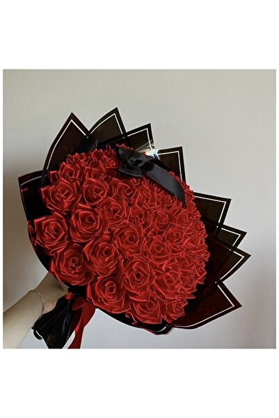 Nayino 41 Li Saten Kurdele Kırmızı Gül Buketi