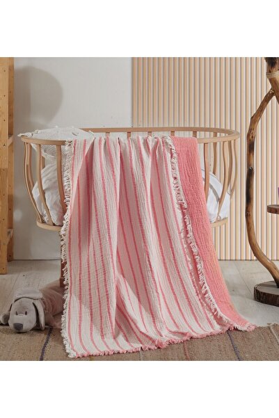 Medaillon Home بطانية أطفال موسلين 4 طبقات من القطن 100% باللون الوردي وبطاني...