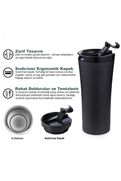 MİSSCAFE New Termos Bardak 500ml - Siyah MADE İN TÜRKEY