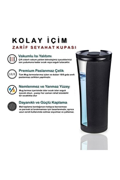 MİSSCAFE New Termos Bardak 500ml - Siyah MADE İN TÜRKEY
