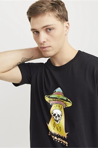 Jack & Jones Joranatomy Skull Tee Ss Rundhalsausschnitt Sn Erkek T-Shirt 12272966 Schwarz